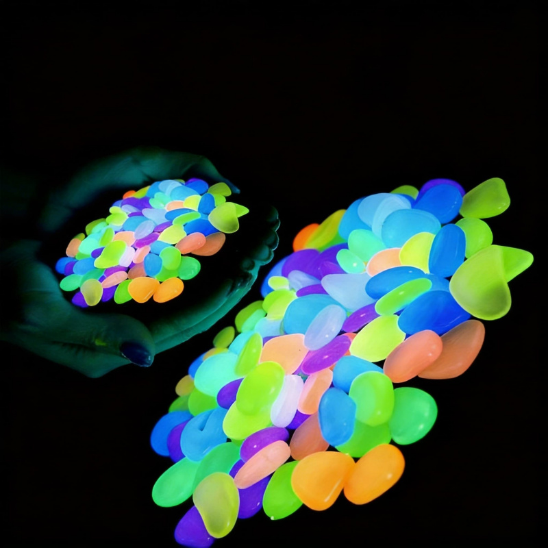Aquarium Planting - Glowing pebbles100-500pcsLuminous resin stones for landscape