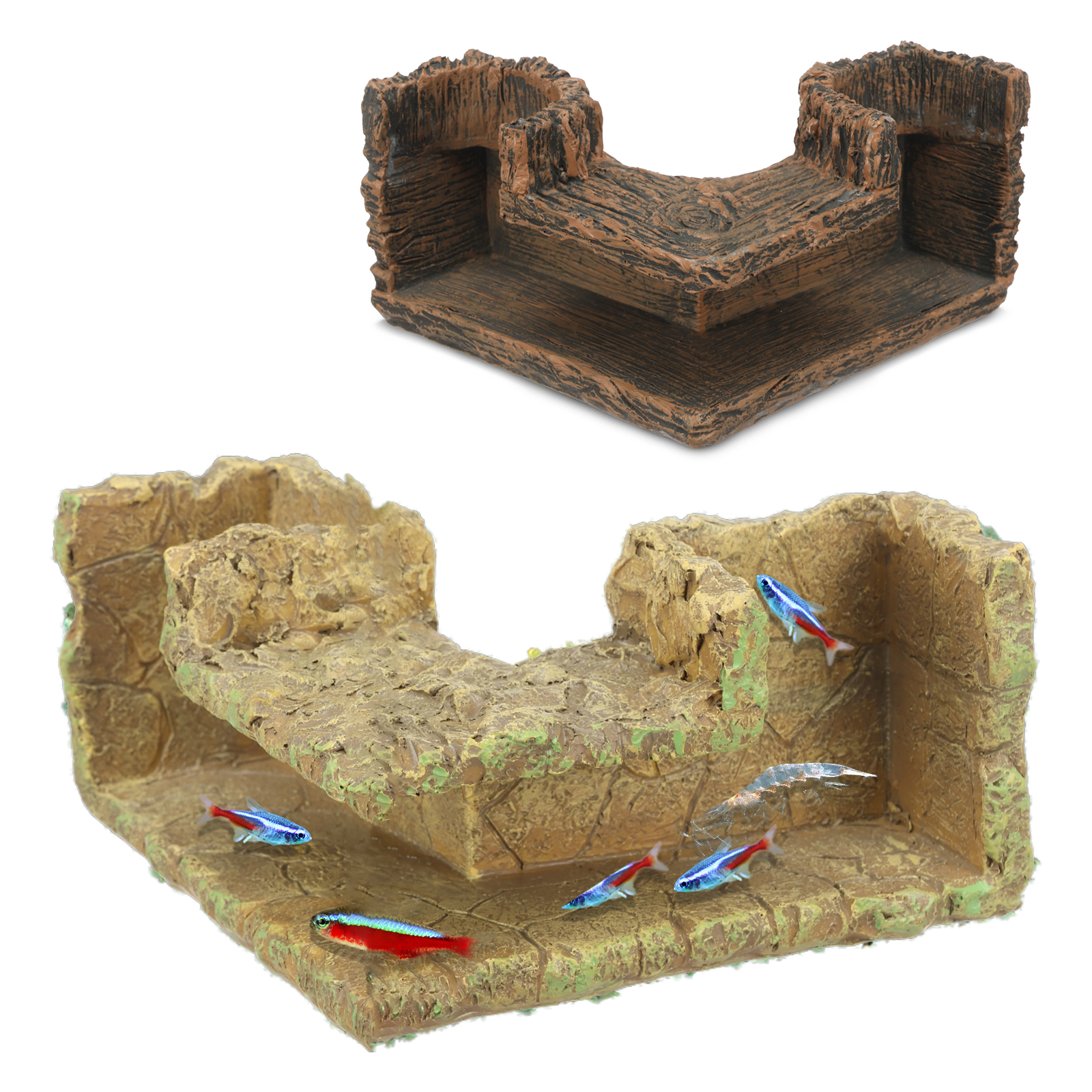 Aquarium Planted Seeds - Aquarium Corner Hideaway Tunnel Right-Angle Shelter