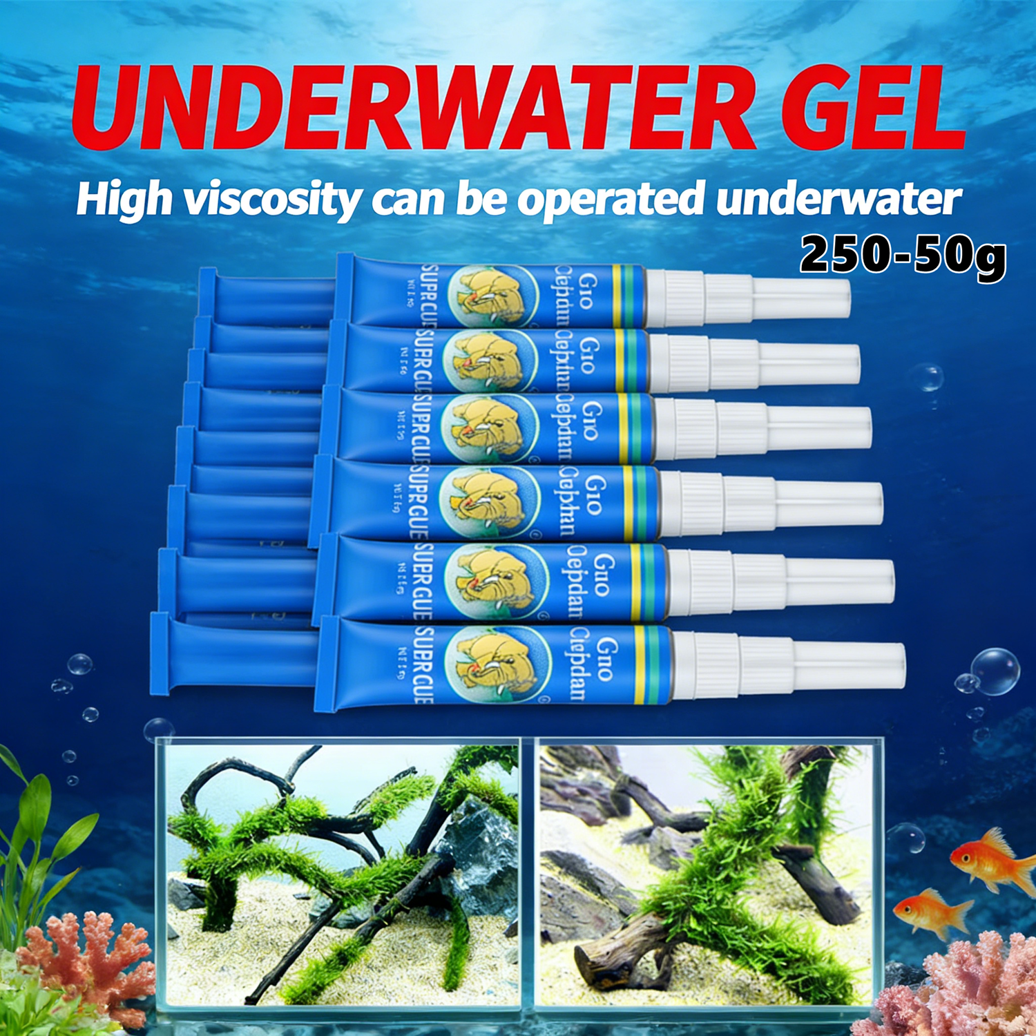 Aquarium Plant Glue Gel - 250-50g Fish Tank Landscaping Moss Glue